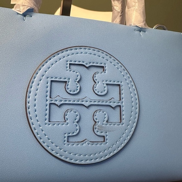 NWT! NEW! Tory Burch Ella Blue Azure Bio Mini Tote Crossbody - Picture 5 of 11